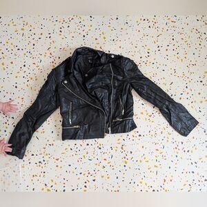 Women's Black Faux Leather Jacket Forever 21 Size Small